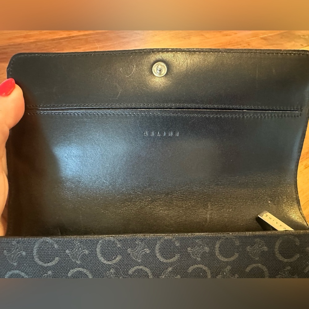 Vintage Celine Black Macadam Canvas Long Wallet with Leather Interior - Picture 3 of 8